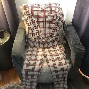 Serra Plaid Pajama Set Size Medium Green, Red & White EUC